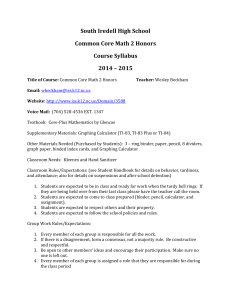 South Iredell High School Common Core Math 2 Honors Course Syllabus