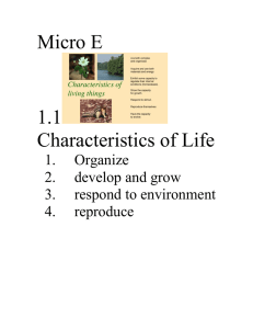 Micro E 1.1  Characteristics of Life