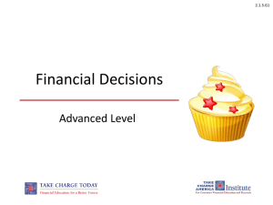 Financial Decisions Advanced Level 2.1.3.G1