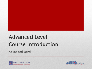 Advanced Level Course Introduction