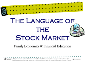 The Language of the Stock Market Family Economics &amp; Financial Education