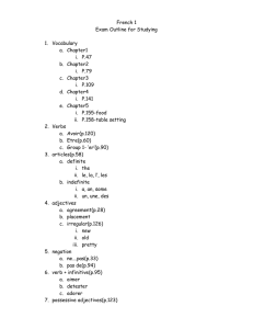 French 1 Exam Outline for Studying  1.  Vocabulary