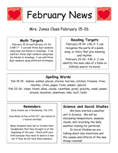 February News Mrs. Jones Class February 15-26  Reading Targets