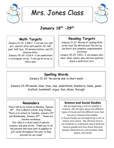 Mrs. Jones Class January 18 -29