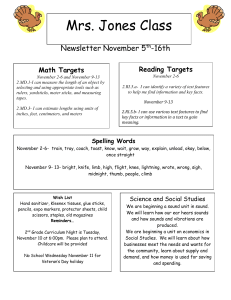 Mrs. Jones Class Newsletter November 5 -16th