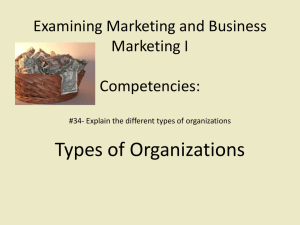 Types of Organizations Examining Marketing and Business Marketing I Competencies: