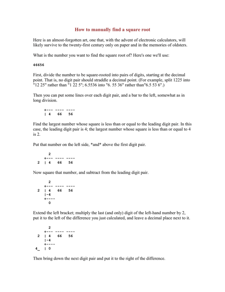 How To Manually Find A Square Root