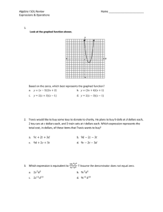 Algebra I SOL Review  Name ________________________ Expressions &amp; Operations