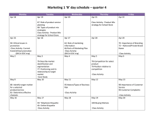 Marketing 1 ‘B’ day schedule – quarter 4