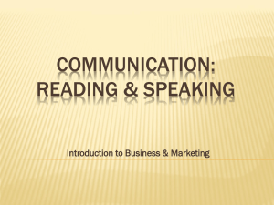 COMMUNICATION: READING &amp; SPEAKING Introduction to Business &amp; Marketing