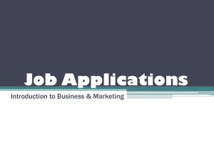 Job Applications Introduction to Business &amp; Marketing