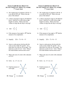 Extra Credit Review Sheet # 11 7 Grade Math