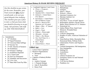 American History II: EXAM REVIEW CHECKLIST