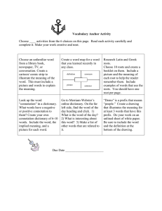 Vocabulary Anchor Activity  complete it. Make your work creative and neat.