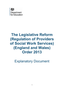 The Legislative Reform (Regulation of Providers of Social Work Services) (England and Wales)