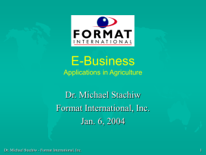 E-Business Dr. Michael Stachiw Format International, Inc. Jan. 6, 2004
