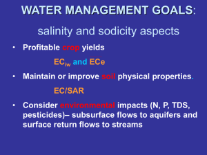 WATER MANAGEMENT GOALS salinity and sodicity aspects