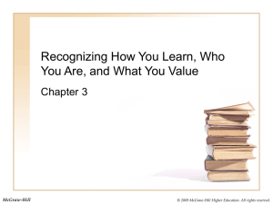 Recognizing How You Learn, Who You Are, and What You Value McGraw-Hill