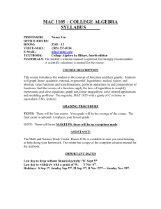 MAC 1105 – COLLEGE ALGEBRA SYLLABUS______