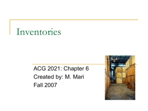 Inventories ACG 2021: Chapter 6 Created by: M. Mari Fall 2007