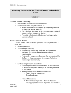 Measuring Domestic Output, National Income and the Price Level  Chapter 7