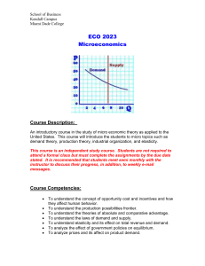 ECO 2023 Microeconomics  Course Description: