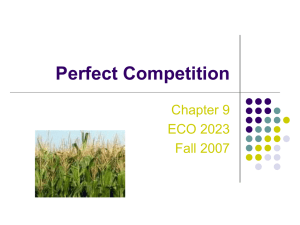 Perfect Competition Chapter 9 ECO 2023 Fall 2007