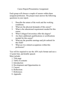 Career Report/Presentation Assignment  assigned profession. The project must answer the following