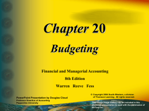 Chapter Budgeting Financial and Managerial Accounting 8th Edition