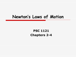 Newton’s Laws of Motion PSC 1121 Chapters 2-4