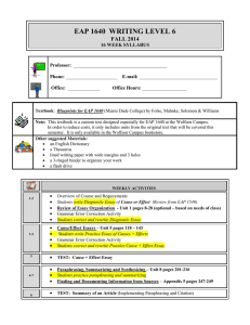 EAP 1640  WRITING LEVEL 6 FALL 2014  Office: