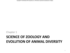 SCIENCE OF ZOOLOGY AND EVOLUTION OF ANIMAL DIVERSITY Chapter 1 1-1