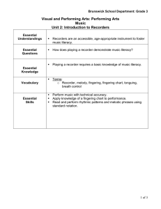 Visual and Performing Arts: Performing Arts Music Unit 2: Introduction to Recorders