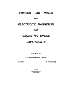 PHYSICS     LAB    ...  ELECTRICITY,  MAGNETISM GEOMETRIC  OPTICS