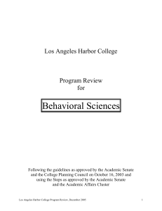 Behavioral Sciences  Los Angeles Harbor College Program Review