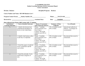 LA HARBOR COLLEGE Student Learning Outcomes (SLOs) Assessment Report Course Assessment