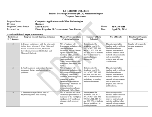 Program Name LA HARBOR COLLEGE Student Learning Outcomes (SLOs) Assessment Report