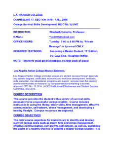 L.A. HARBOR COLLEGE COUNSELING 17, SECTION 7679 - FALL 2015