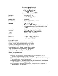 Los Angeles Harbor College Syllabus- Psychology 3 Section 4944 2nd 8 weeks
