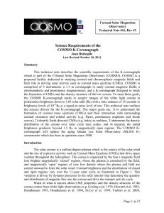 Science Requirements of the COSMO K-Coronagraph