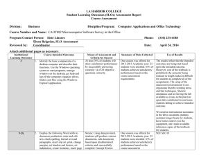 LA HARBOR COLLEGE Student Learning Outcomes (SLOs) Assessment Report Course Assessment Division: