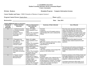 LA HARBOR COLLEGE Student Learning Outcomes (SLOs) Assessment Report Course Assessment