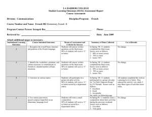 LA HARBOR COLLEGE Student Learning Outcomes (SLOs) Assessment Report Course Assessment