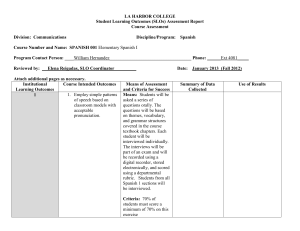 LA HARBOR COLLEGE Student Learning Outcomes (SLOs) Assessment Report Course Assessment