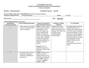 LA HARBOR COLLEGE Student Learning Outcomes (SLOs) Assessment Report Course Assessment