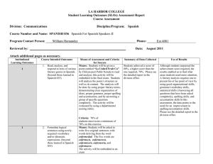 LA HARBOR COLLEGE Student Learning Outcomes (SLOs) Assessment Report Course Assessment