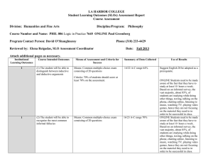 LA HARBOR COLLEGE Student Learning Outcomes (SLOs) Assessment Report Course Assessment