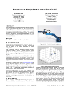 Robotic Arm Manipulator Control for SG5-UT Hussain Sultan Dr. Eric M. Schwartz