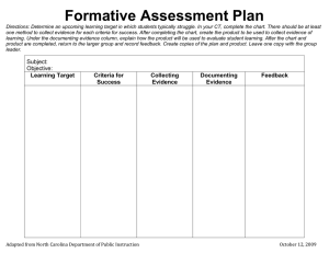 Formative Assessment Plan