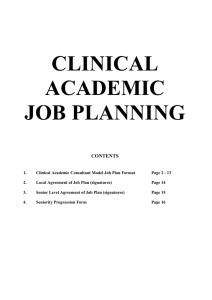 CLINICAL ACADEMIC JOB PLANNING